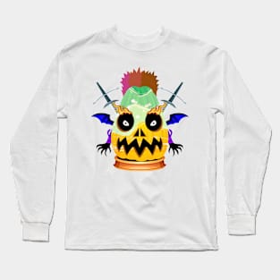 Spooky Halloween Pumpkin Head Long Sleeve T-Shirt